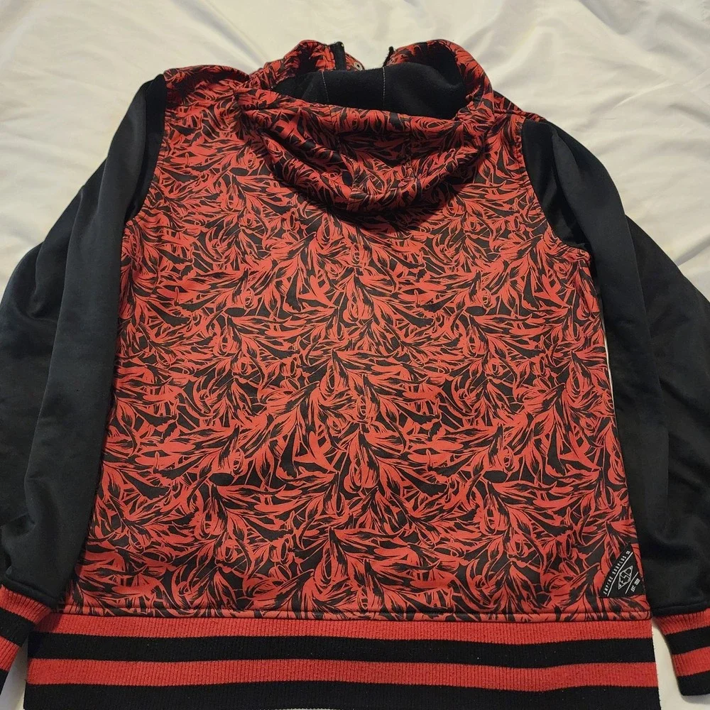 Empyre Surplus Men's‎ XL Red Black Hoodie Zip Snap Drawstring Skater Grunge Y2k - Picture 3 of 11